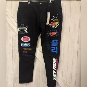 First Row “Downtown LA Racing” Jeans – 42W x 32L – Black – NWT